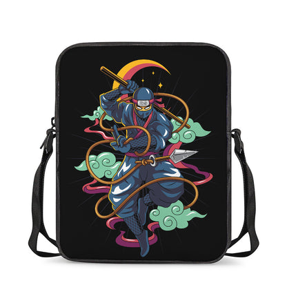 Ninja Warrior Print Rectangular Crossbody Bag