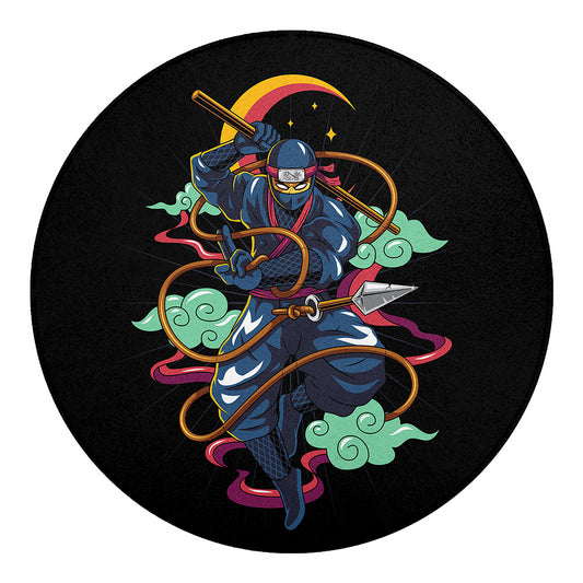 Ninja Warrior Print Round Blanket