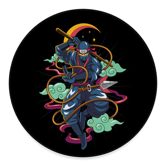Ninja Warrior Print Round Floor Mat