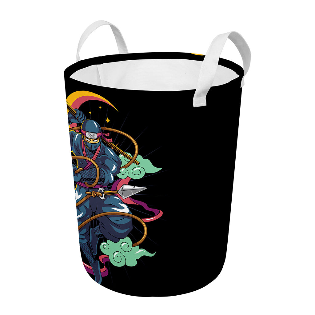 Ninja Warrior Print Round Laundry Basket