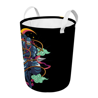 Ninja Warrior Print Round Laundry Basket
