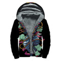 Ninja Warrior Print Sherpa Lined Zip Up Hoodie