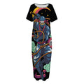 Ninja Warrior Print Short Sleeve Long Nightdress