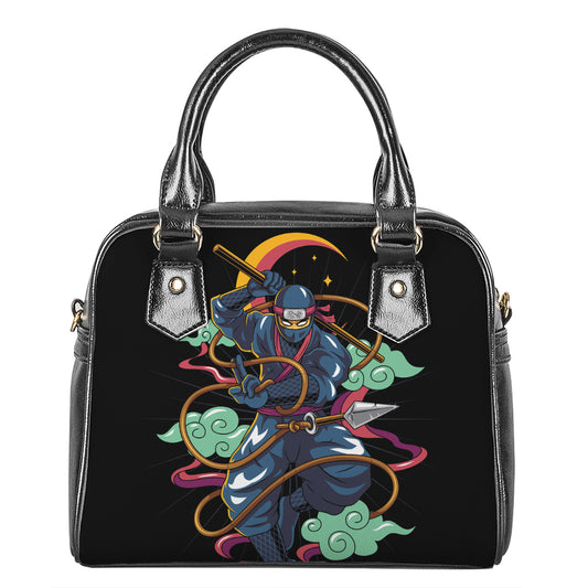 Ninja Warrior Print Shoulder Handbag