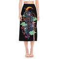 Ninja Warrior Print Side Slit Midi Skirt