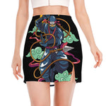 Ninja Warrior Print Side Slit Mini Skirt