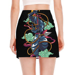 Ninja Warrior Print Side Slit Mini Skirt