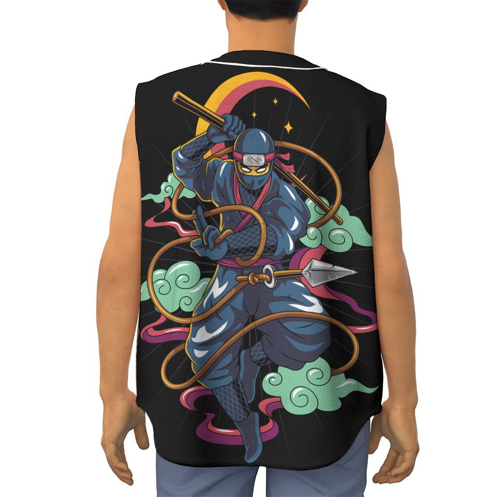 Ninja Warrior Print Sleeveless Baseball Jersey