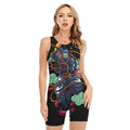 Ninja Warrior Print Sleeveless One Piece Swimsuit