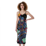 Ninja Warrior Print Slim Fit Midi Cami Dress
