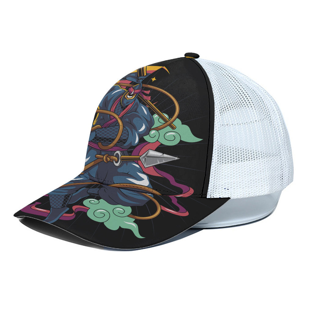 Ninja Warrior Print White Mesh Trucker Cap
