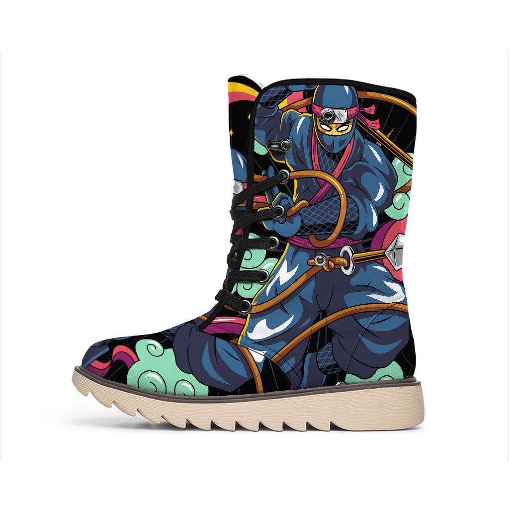 Ninja Warrior Print Winter Boots