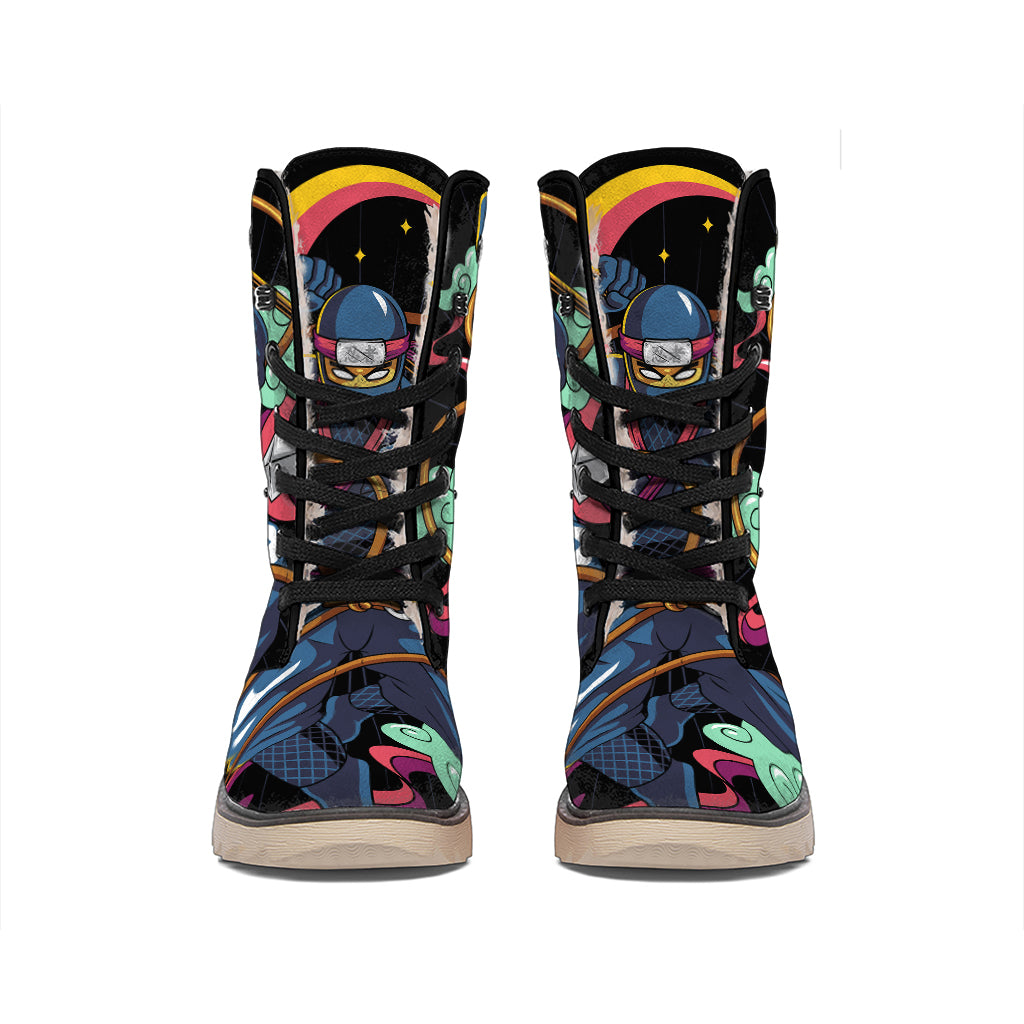 Ninja Warrior Print Winter Boots
