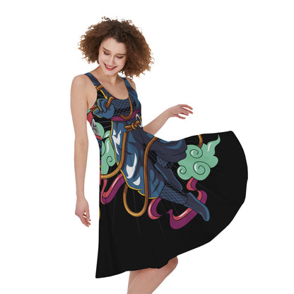 Ninja Warrior Print Women's Sleeveless Dress