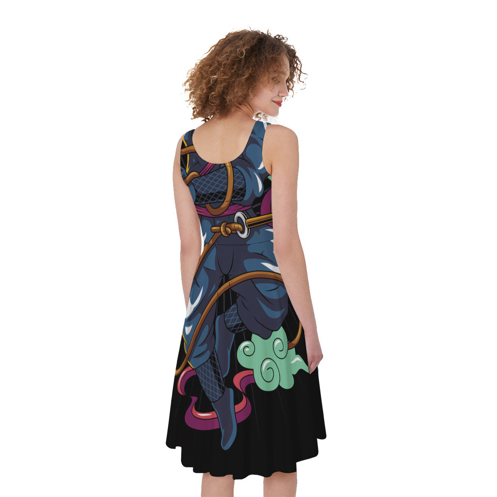 Ninja Warrior Print Women's Sleeveless Dress