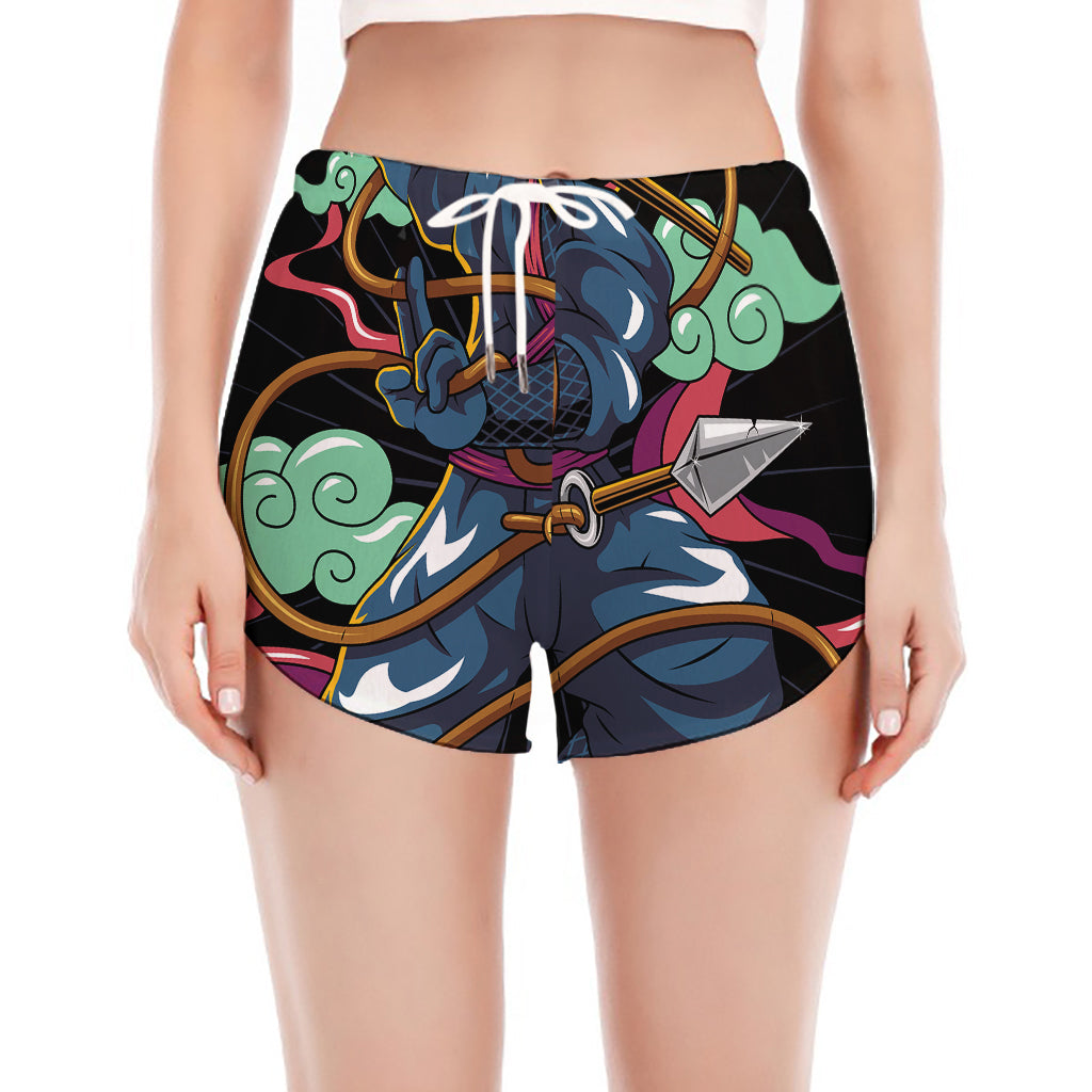 Ninja Warrior Print Women's Split Running Shorts