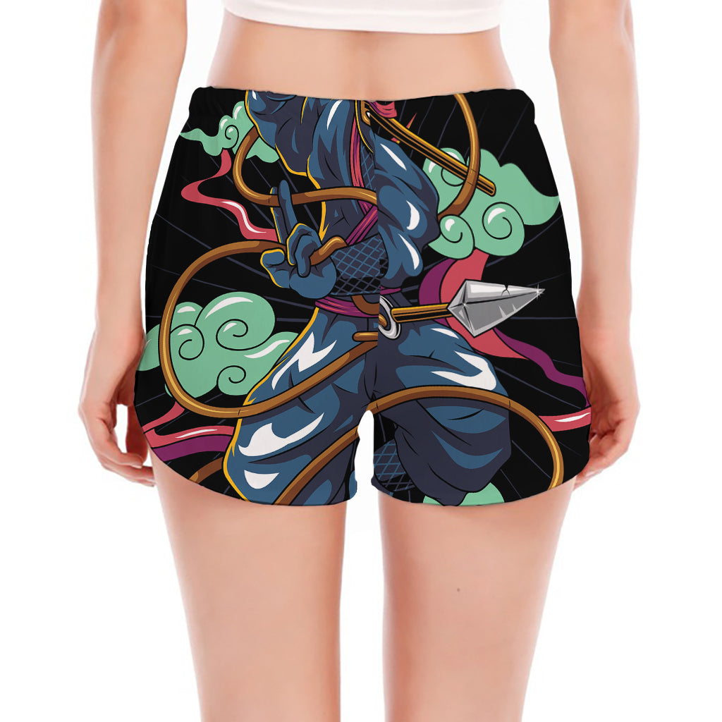 Ninja Warrior Print Women's Split Running Shorts