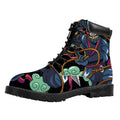 Ninja Warrior Print Padded Collar Lace Up Boots
