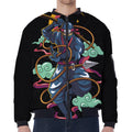 Ninja Warrior Print Zip Sleeve Bomber Jacket