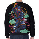Ninja Warrior Print Zip Sleeve Bomber Jacket