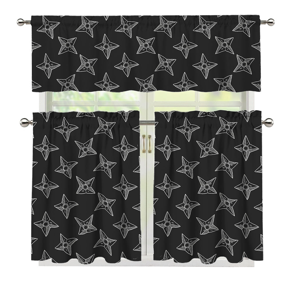 Ninja Weapon Pattern Print 3 Piece Kitchen Curtains