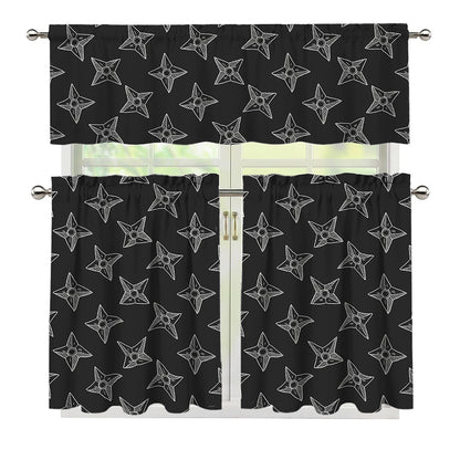 Ninja Weapon Pattern Print 3 Piece Kitchen Curtains