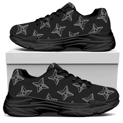Ninja Weapon Pattern Print Black Chunky Shoes