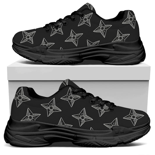 Ninja Weapon Pattern Print Black Chunky Shoes