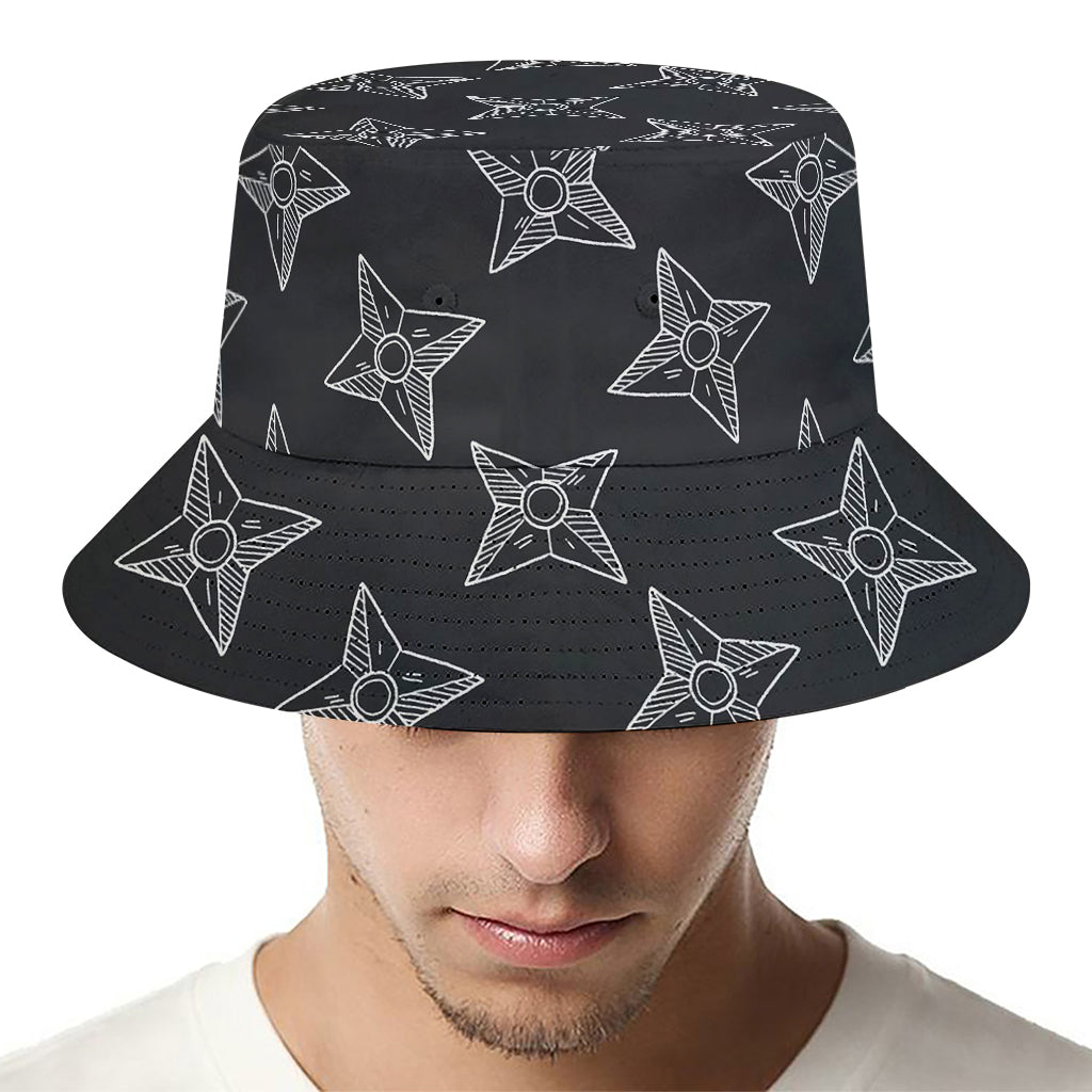 Ninja Weapon Pattern Print Bucket Hat