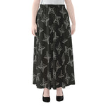 Ninja Weapon Pattern Print Chiffon Maxi Skirt
