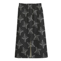 Ninja Weapon Pattern Print Cotton Front Slit Maxi Skirt