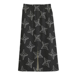 Ninja Weapon Pattern Print Cotton Front Slit Maxi Skirt