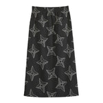 Ninja Weapon Pattern Print Cotton Front Slit Maxi Skirt