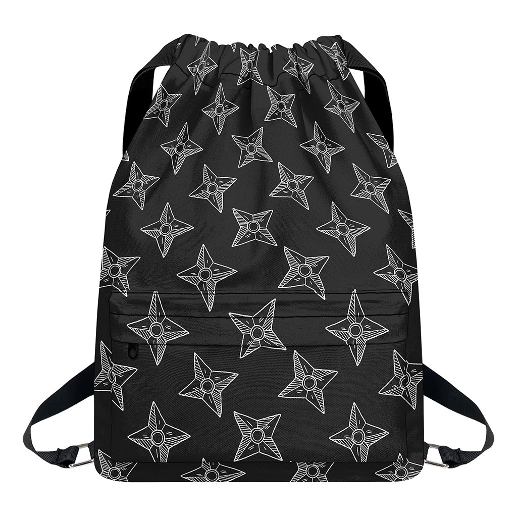 Ninja Weapon Pattern Print Drawstring Backpack