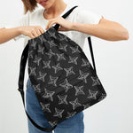 Ninja Weapon Pattern Print Drawstring Backpack