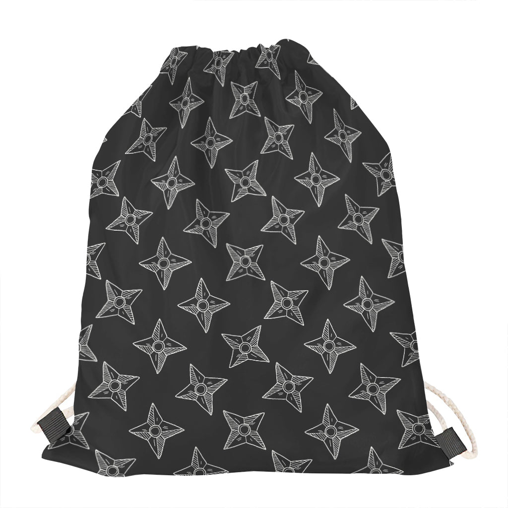 Ninja Weapon Pattern Print Drawstring Bag