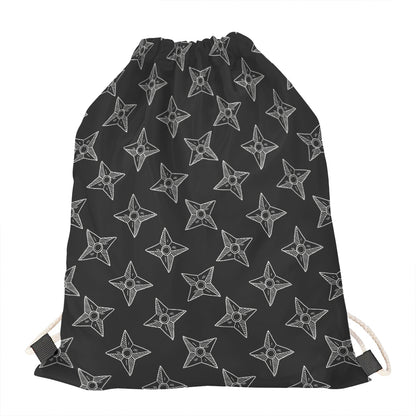 Ninja Weapon Pattern Print Drawstring Bag