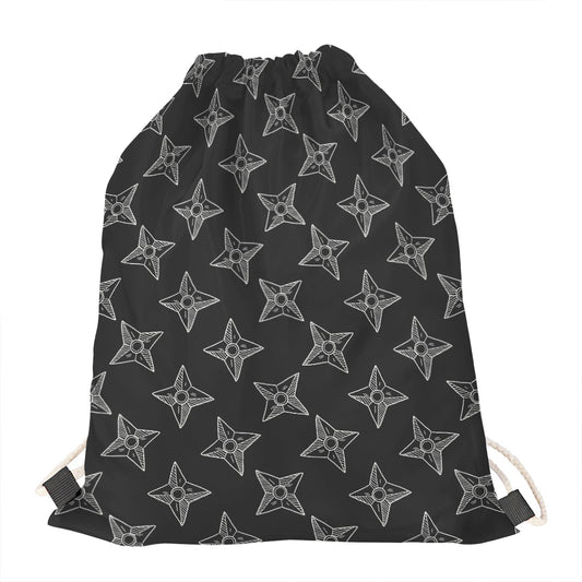 Ninja Weapon Pattern Print Drawstring Bag
