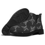 Ninja Weapon Pattern Print Flat Ankle Boots