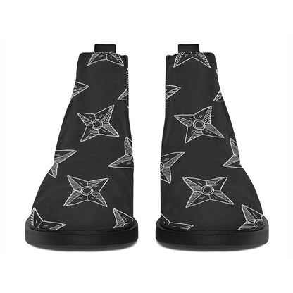 Ninja Weapon Pattern Print Flat Ankle Boots