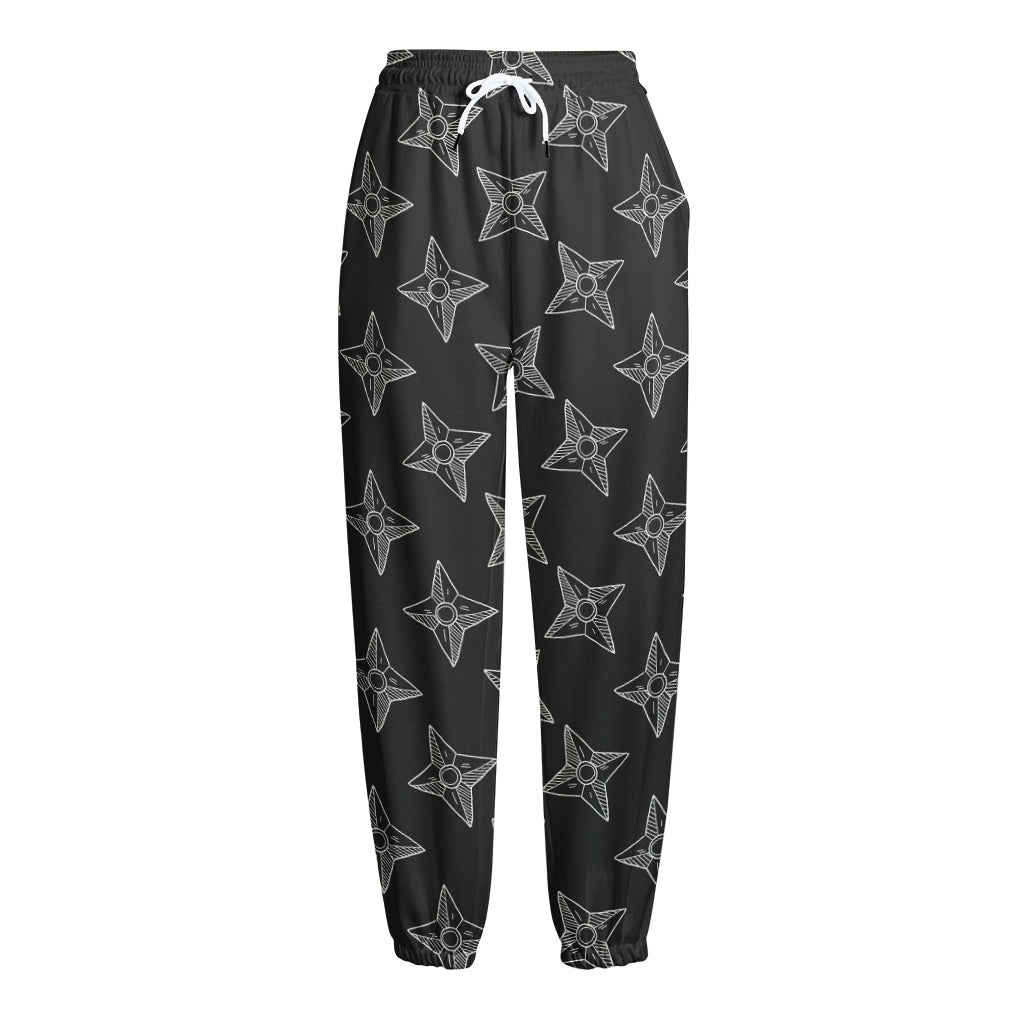 Ninja Weapon Pattern Print Fleece Lined Knit Pants