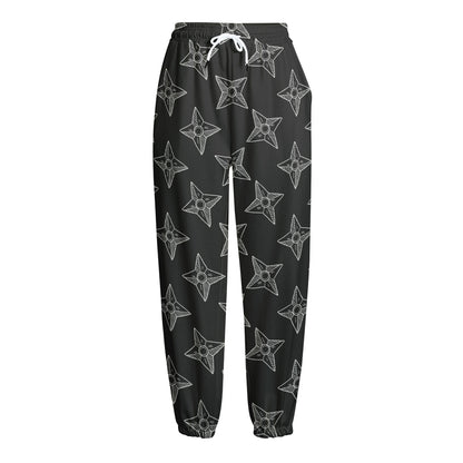 Ninja Weapon Pattern Print Fleece Lined Knit Pants