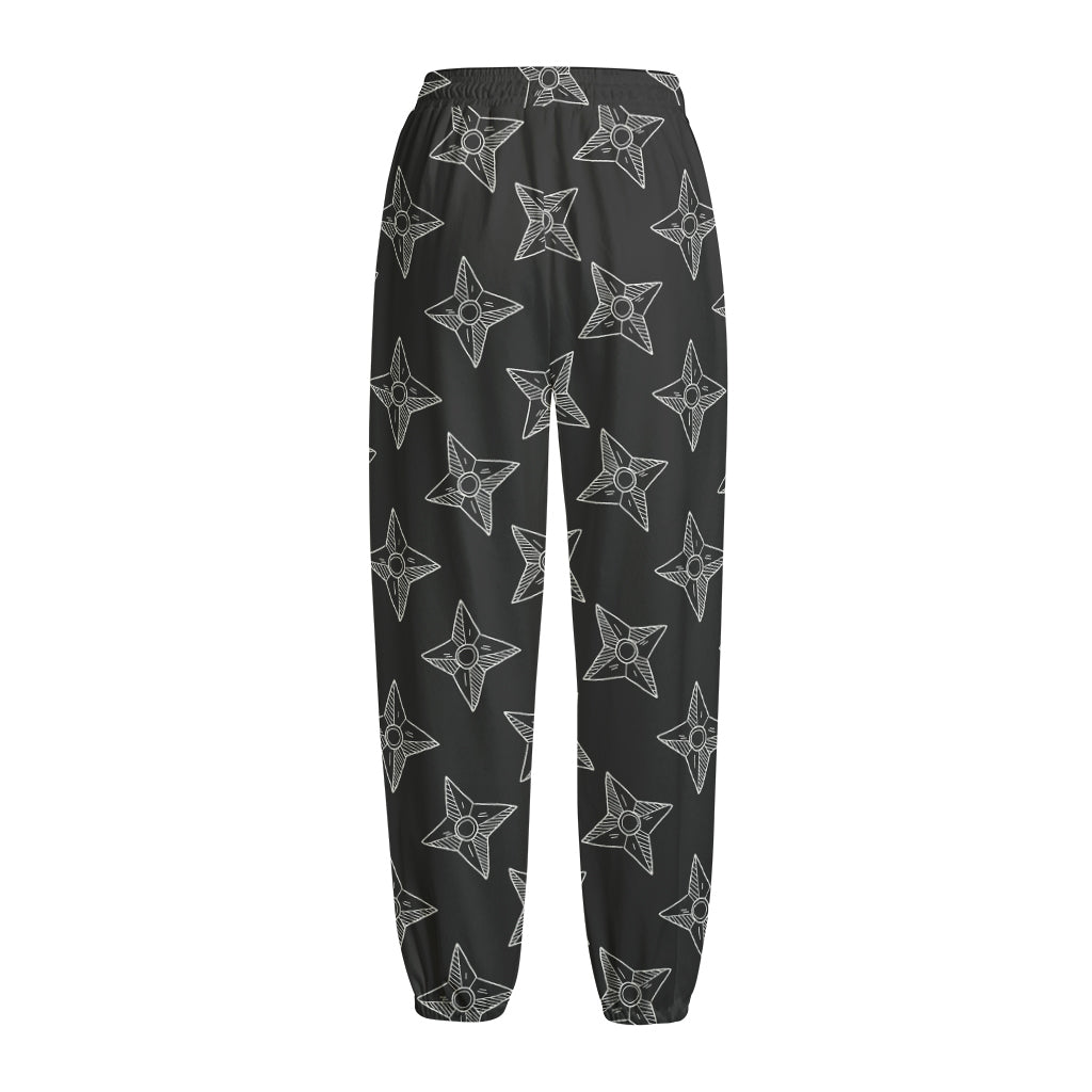 Ninja Weapon Pattern Print Fleece Lined Knit Pants