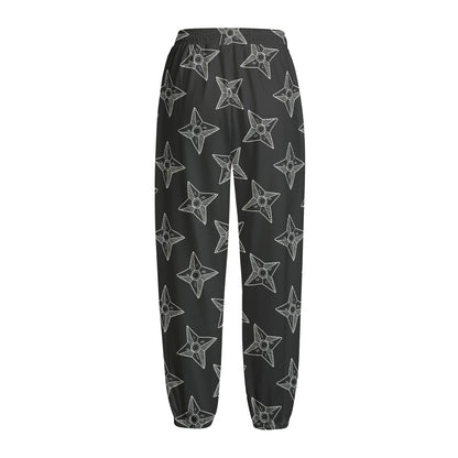 Ninja Weapon Pattern Print Fleece Lined Knit Pants