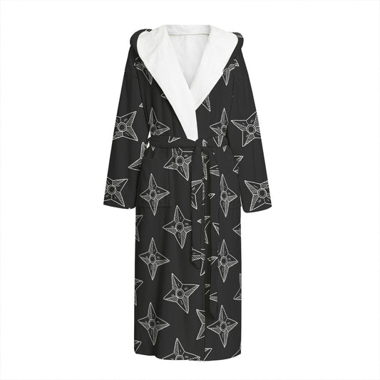 Ninja Weapon Pattern Print Hooded Bathrobe