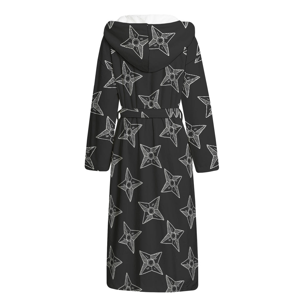 Ninja Weapon Pattern Print Hooded Bathrobe