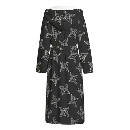 Ninja Weapon Pattern Print Hooded Bathrobe