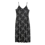 Ninja Weapon Pattern Print Jersey Midi Cami Dress