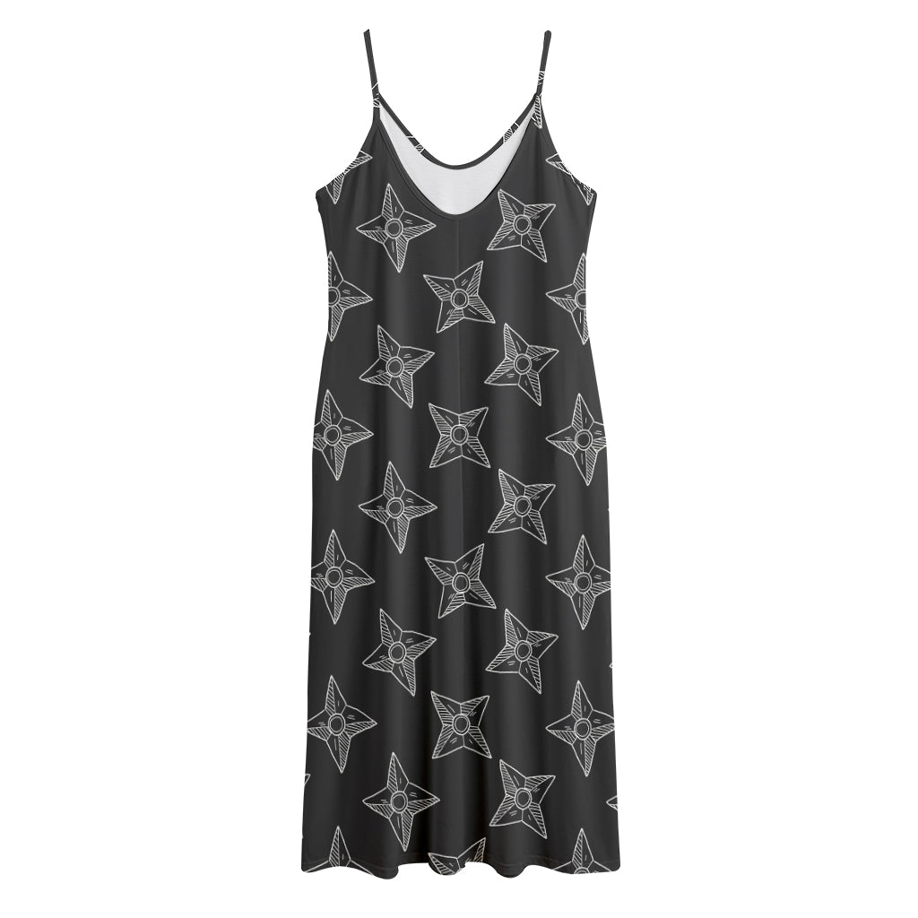 Ninja Weapon Pattern Print Jersey Midi Cami Dress