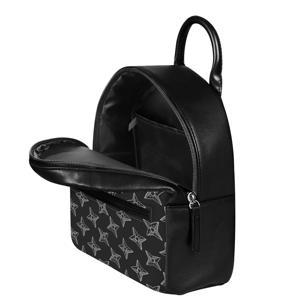 Ninja Weapon Pattern Print Leather Backpack